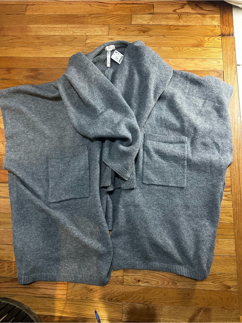 NWT Free People Ellie Scarf Wrap Kimono Duster Gray Cozy One Size - Picture 4 of 9
